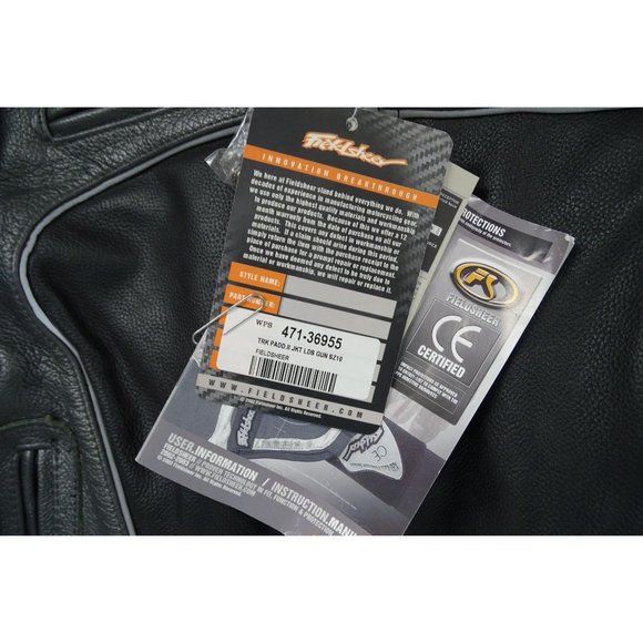 Fieldsheer Padded Black/Grey Leather Padded Motorcycle Jacket Track Pad II Sz 10 - Picture 2 of 7